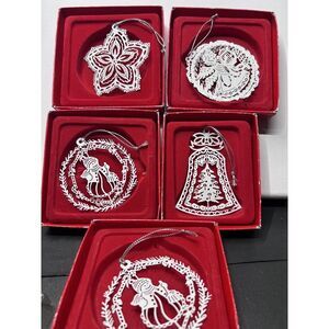 Beautiful Vintage Russ Berrie Metal Christmas Silhouettes Ornaments Die Cuts EC!